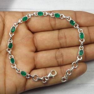 Handmade Green Onyx <b>925</b> <b>Sterling</b> <b>Silver</b> <b>Bracelet</b> Natural Green Onyx Gemstone <b>Bracelet</b> Jewelry Wedding Gift <b>Silver</b> Jewelry - Product Image 2