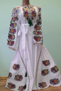 Robe Kaftan Bohème Brodé pour Femme, Grande Taille XXL, en Coton à Pois, Col Bateau, Manches Bouffantes, Idéale pour l'Été et la Plage - Vente en Gros - Product Image 2