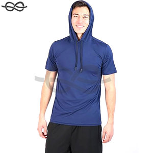 เสื้อสเวตเตอร์แบบสวมหัวมีฮู้ดแขนสั้นสำหรับผู้ชายเสื้อออกกำลังกายแบบแห้งพอดีตัวน้ำหนักเบาระบายอากาศได้ดี - Product Image 4