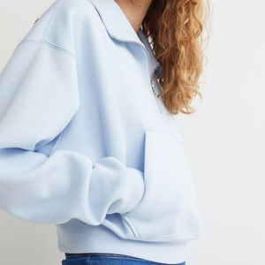 Vêtements d'hiver OEM pour femmes, sweat à capuche à demi-zip, coton de haute qualité, doublure en polyester, imperméable, séchage rapide, respirant, unisexe, vente en gros - Product Image 4