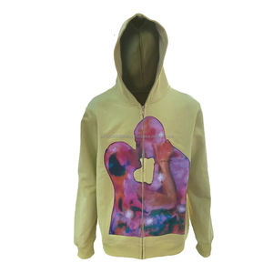 Sudadera con capucha de algodón de calidad de primavera personalizada para hombre, Sudadera con capucha y cremallera y logotipo estampado, ropa de calle, sudaderas con capucha informales de Hip Hop - Product Image 1