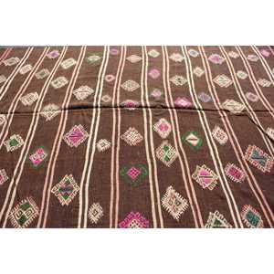 Tapis turc vintage, tapis Kilim 7,7x12,9 pieds, tapis persan brun surdimensionné - Product Image 4