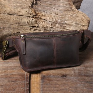 ALW Genuine Leather <b>Men</b> Fanny Pack Waist <b>Bag</b> Single Over the Shoulder Crossbody Chest <b>Sling</b> with Belt Pattern - Product Image 1