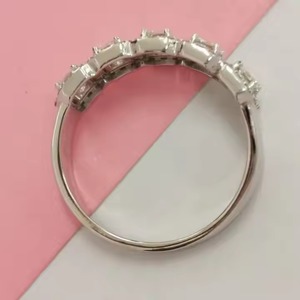 Conjunto de anillo de diamante de corte esmeralda moissanita Original 925 anillo de novia de plata sólida media eternidad banda de boda conjunto de bisel elegante - Product Image 3