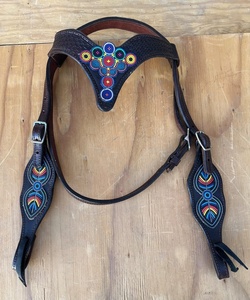 2023 Premium perlé tête Charro selle tête cuir véritable léger perlé saisonnier cheval débarrasser équipements - Product Image 6