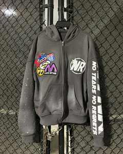 Chándal Deportivo de Invierno para Hombre, Personalizado al por Mayor, Corte Cuadrado, Estampado, Teñido, Efecto Desgastado por el Sol, con Capucha, Forro Polar con Pedrería, Secado Rápido - Product Image 3