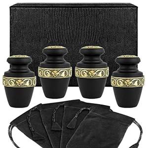 Recién llegado, urna de recuerdo de Metal negro y dorado de estilo americano, acabado personalizado con grabado fino para uso funerario humano - Product Image 6