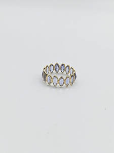 Anillos brillantes de eternidad completa para mujer, anillo de oro amarillo de 18K, forma de marquesa, piedras preciosas de tanzanita Natural, anillos hechos a mano OEM - Product Image 5