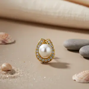 Pendientes de Perlas con Baño de Rodio de Moda con Circonitas Cúbicas Incrustadas para Joyería de Fiesta para Mujer - Product Image 2