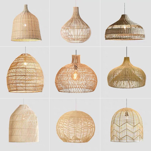 Bamboo lamp shade bamboo pendant lamp Basket <b>Rattan</b> Woven <b>Lantern</b> Chandelier Pendant Lamp Shade - Product Image 3