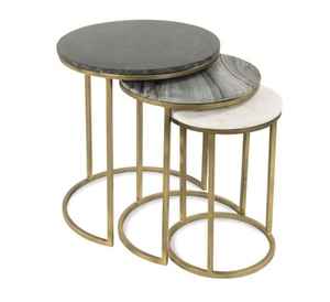 Antique Gold Metal Coffee Table Set Adjustable Height Velvet Unique Foldable Furniture for Hotel Living Room New Collection - Product Image 4