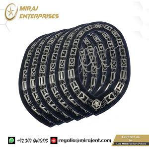 Custom Blue Lodge Collar de cadena Chapado en plata Juego de 6 piezas Royal Blue backing Masonic Regalia - Product Image 5