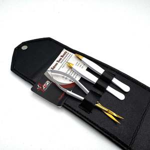 Ensemble de pincettes à sourcils avec logo personnalisé, or, blanc, pointes obliques et pointues, avec ciseaux et étui à ressort pour sourcils pointus - Product Image 1