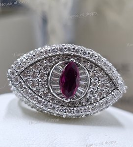 Eye Shape 925 Silver Cocktail <b>Ring</b> With Marquise Color Stone Handmade Setting Women's Luxury <b>Statement</b> <b>Ring</b> - Product Image 2