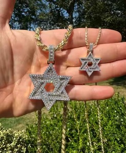 Magen Star David Fine Jewelry Pendentifs & Charms Argent Sterling 925 Vermeil Passes Diamond Tester Hip Hop Jewelry MOISSANITE - Product Image 3