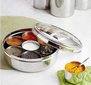 Boîte à épices en acier inoxydable Nouveau produit Rangement de cuisine Boîte à épices en acier inoxydable à 8 compartiments Artisanat Top Vente - Product Image 5