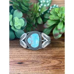 Bracelet à manchette tendance Bob Becenti Golden Hill en turquoise et argent sterling - Product Image 1