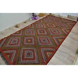 6x44.5 ft Vintage <b>Runner</b> Rug, Turkish <b>Red</b> Ikat Rug - Product Image 3