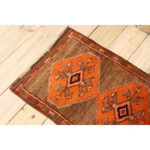 Tapis turc vintage 1,8x2,6 pi (54x78 cm), tapis floral marron orange - Product Image 4