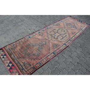 2.9x9.5 ft <b>Runner</b> Vintage Turkish Rug, <b>Red</b> Oriental Wool Rug - Product Image 3
