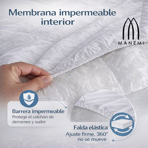 Protège-matelas matelassé imperméable 360° avec bande élastique, ajustement ferme pour matelas jusqu'à 30 cm de hauteur - Product Image 5