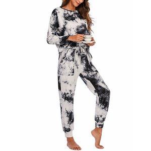 Conjunto de chándal de felpa francesa para mujer Tie-Dye de gran tamaño, pantalones de chándal con capucha y diseño estampado para la temporada de otoño - Product Image 2