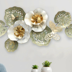 Artículo decorativo de flores de aspecto extremo alto, aspecto llamativo, color dorado, decoración de pared terminada, artes de pared hechas a mano, Meta decorativa - Product Image 1