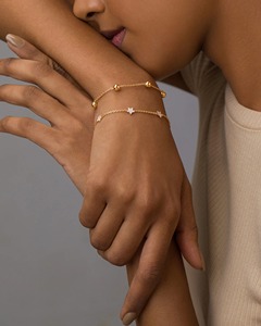 Pulsera Starry Diamond Star Stations con Diamantes Naturales de 0.31 Ct, Color G-H, Claridad VS-SI, Oro Sólido de 14K, Joyería Celestial - Product Image 3