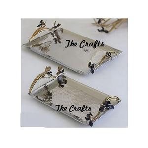 Plateau de service profond martelé d'acier inoxydable avec les poignées de fer de concepteur pour le fabricant et les exportateurs en Inde - Product Image 3