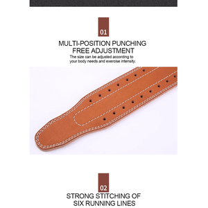 Gimnasio Power Lifting Cuero de vaca Levantamiento de pesas gimnasio accesorios Cinturón con hebilla de punta de metal - Product Image 6