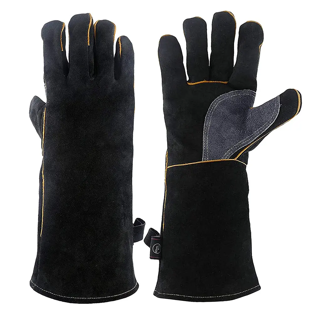 Schweiß handschuhe AB Grade Cow Split Leather Hitze beständig mit warmem Baumwoll futter Sicherheits arbeits handschuhe für Schweißer