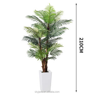 ต้นบอนไซเทียมสีเขียวใหม่จากโรงงาน ต้นไม้ประดิษฐ์ในกระถางหญ้าไหมขนาดเล็ก ต้นปาล์ม PU ขนาดใหญ่ สำหรับตกแต่งบ้าน สวน ห้องนั่งเล่น - Product Image 4