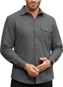Polo informal de manga larga para hombre, ropa para hombre, camisa con botones, ajuste Regular sólido, grueso, colores sólidos, bolsillo frontal para hombre - Product Image 4