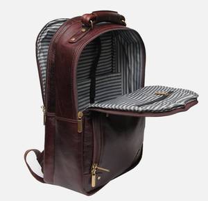 กระเป๋าเป้สะพายหลังแล็ปท็อปขนาด 17 นิ้ว สไตล์วินเทจคลาสสิกสำหรับผู้ชาย ทำจากหนังแท้ฟูลเกรน งานแฮนด์เมด ดีไซน์ทันสมัยพร้อมสไตล์คลาสสิก - Product Image 5