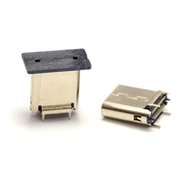 Connecteur vertical USB 3.1 Type C femelle SMT haute vitesse, contacts en alliage de cuivre, finition de contact en étain, boîtier LCP UL94V-0 ignifuge