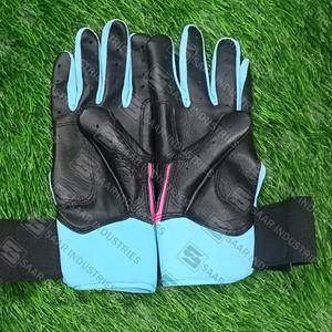 100% gants de frappeur de baseball doux professionnels en cuir véritable noir bébé bleu rose vif longue manchette conception ambidextre - Product Image 3