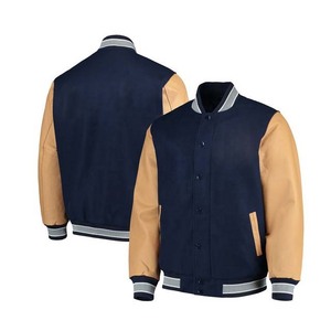 Chaquetas de lana de béisbol para hombre, diseño de logotipo personalizado de alta calidad bordado con mangas de cuero - Product Image 1