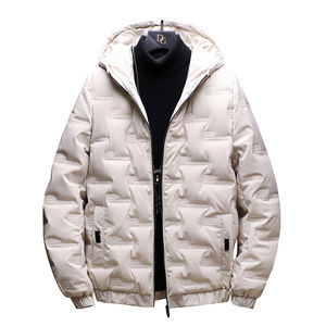 Blouson aviateur d'hiver à capuche pour hommes de conception personnalisée OEM 220gsm respirant 100% polyester avec tissu en toile - Product Image 1