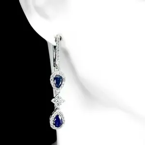 3 Ct Pear Cut Moissanite Drop/<b>Dangle</b> <b>Earrings</b> 925 Silver Trendy Claw Setting for Engagement and Parties - Product Image 3