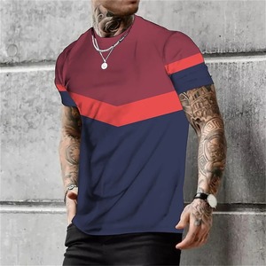 Camisetas sencillas a rayas para hombre, camisetas de manga corta con estampado 3D de tendencia de verano, ropa informal suelta, camisetas de cuello redondo, camisetas - Product Image 6