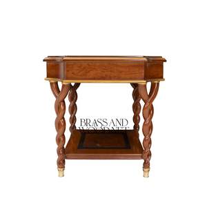 Mesa Auxiliar Octogonal de Lujo en Madera de Caoba con Dos Niveles de Almacenamiento y Patas en Espiral Talladas a Mano para un Interior Clásico del Hogar - Product Image 2