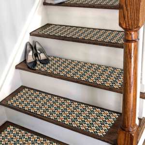 Tapis vert et orange, tapis au design kilim, tapis imprimé, tapis à poils doux - Product Image 4