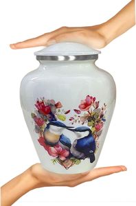 Urna Conmemorativa con Diseño Floral de Pareja de Pájaros (Urna para Pareja de Adultos), Pequeña Urna Conmemorativa de Cardenal para Cenizas - Product Image 2