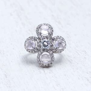 Cuarzo Rosa Ajuste de punta redonda cabujón piedra semipreciosa anillos de piedras preciosas al por mayor 925 Plata sólida joyería fábrica India - Product Image 1