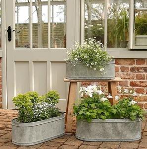 Design fantaisie fer galvanisé rond écologique jardinière de fleurs pour la maison jardin utilisation extérieure Pot de fleur et jardinières - Product Image 6