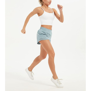 Pantalones cortos relajados informales con bolsillos, pantalones cortos suaves de pierna ancha para mujer, algodón transpirable de cintura alta, comodidad básica - Product Image 4