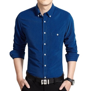 Chemise de bureau de qualité pour hommes, Design décontracté, Logo personnalisé, couleur unie pour hommes - Product Image 5