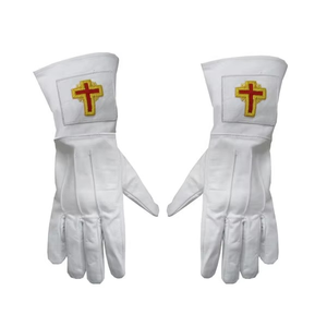 Gants maçonniques en coton noir de haute qualité avec logo personnalisé nouveauté en gros trois lignes design bonne couleur - Product Image 3