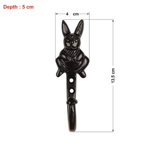 Crochet mural vintage en fonte avec motif de lapins pour clés, vêtements, cuisine, salle de bain, armoire - Prix de gros disponible - Product Image 2