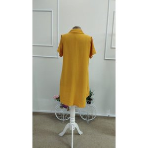 Robe courte Aerobin à manches courtes et col boutonné pour femme, 34654 - Moutarde - Product Image 6